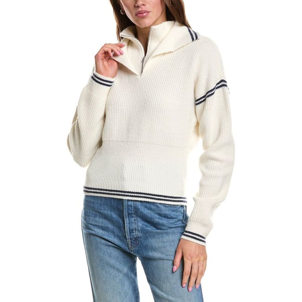 Rowing Blazers Womens  Double Collar 1/4-Zip Wool-Blend Pullover